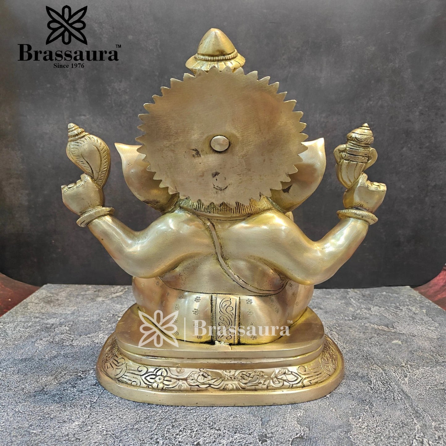 Brassaura™ Brass Ganesha Statue for Home and Decor | Weight 12 Kgs | Height 16 Inches