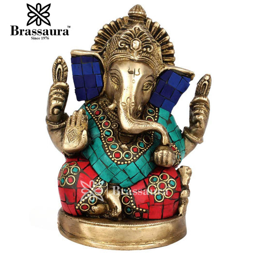 Brass Ganesha Statue For Home Decor And Gift Item Weight 1.3 Kg And Height 5.5 Inch
