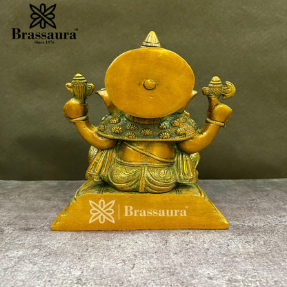 Brass Ganesha Statue For Home Decor And Gift Items Weight 5 Kg And Height 9.2 Inches