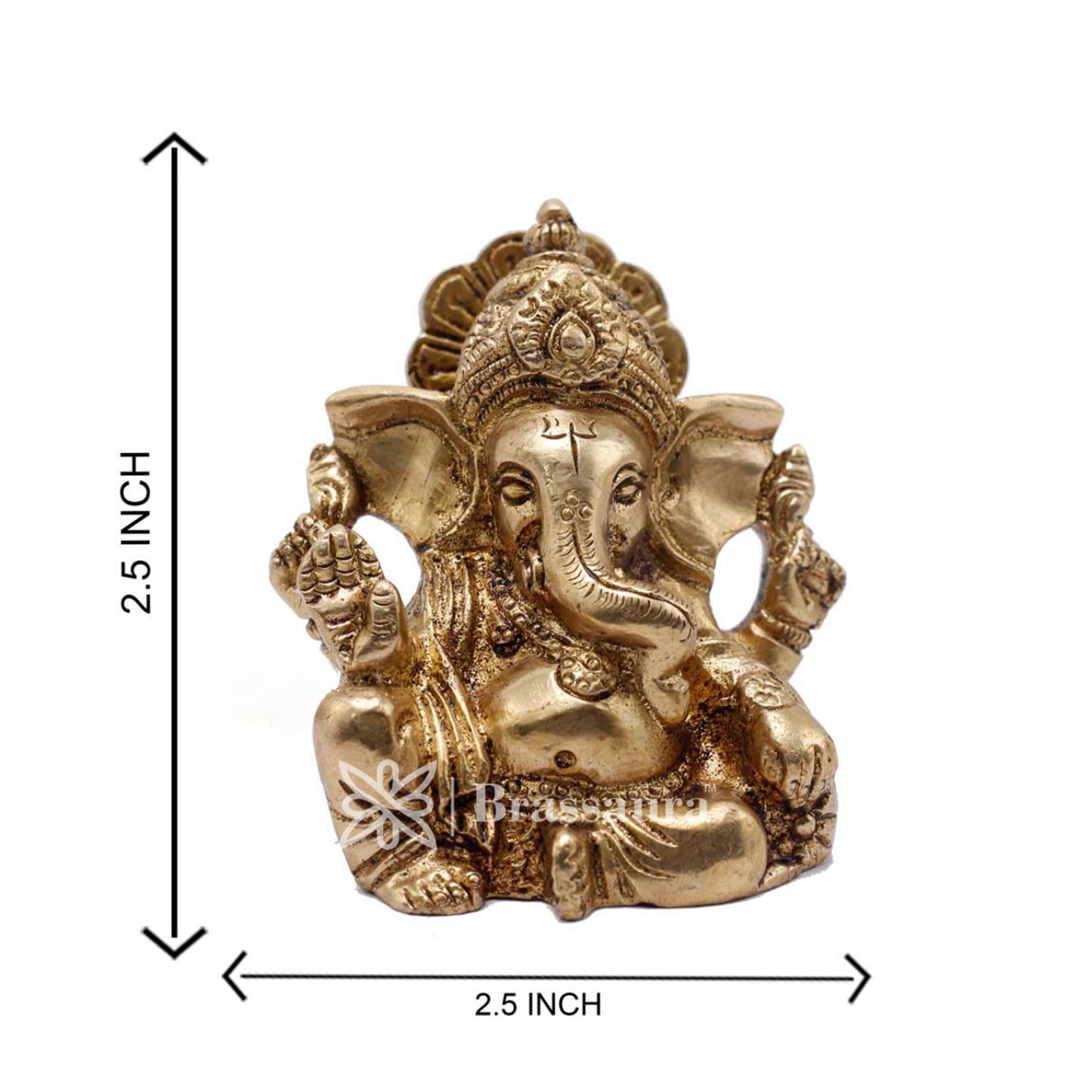 Brass Ganesha Statue For Home Decor And Gift Item Weight .45 Kg And Height 2.5 Inch