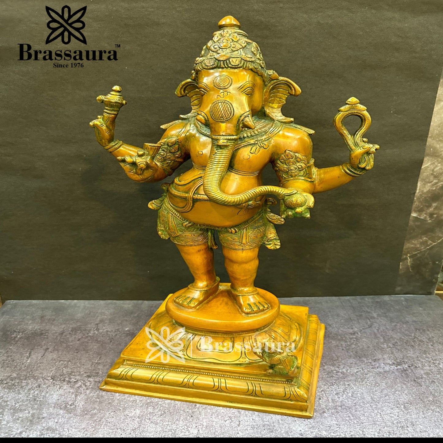 Brass Standing Ganesha Statue For Home Decor And Gift Items Weight 11 Kg And Height 20 Inches