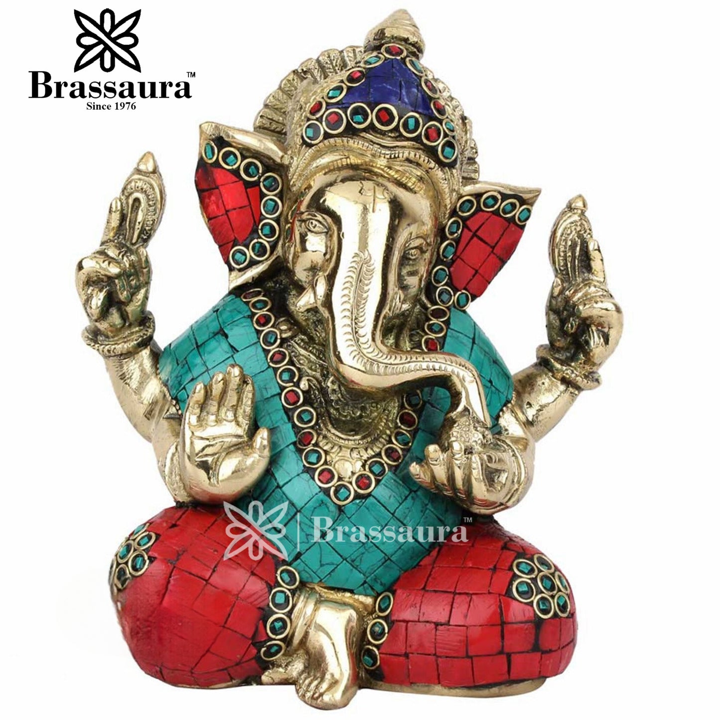 Brass Ganesha Statue For Home Decor And Gift Item Weight 2.4 Kg And Height 7.5 Inch