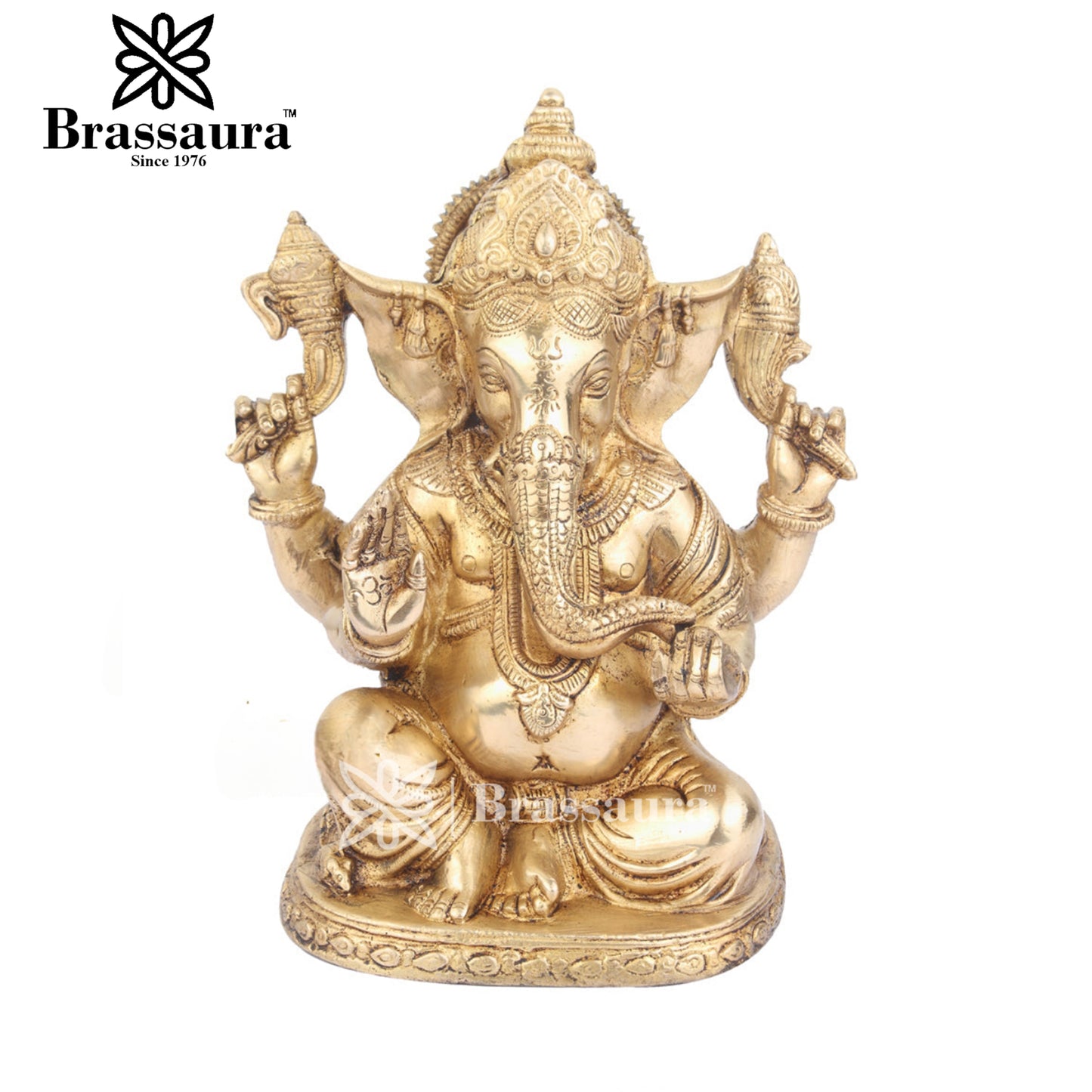 Brass Ganesha Statue For Home Decor And Gift Item Weight 2.8 Kg And Height 8 Inches