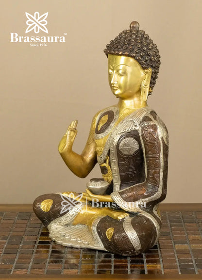 Brass Buddha For Home And Décor Weight 5 kg Height 12 Inch