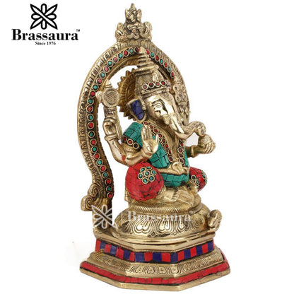 Brass Ganesha Statue For Home Decor And Gift Item Weight 4.2 Kg And Height 11.5 Inch