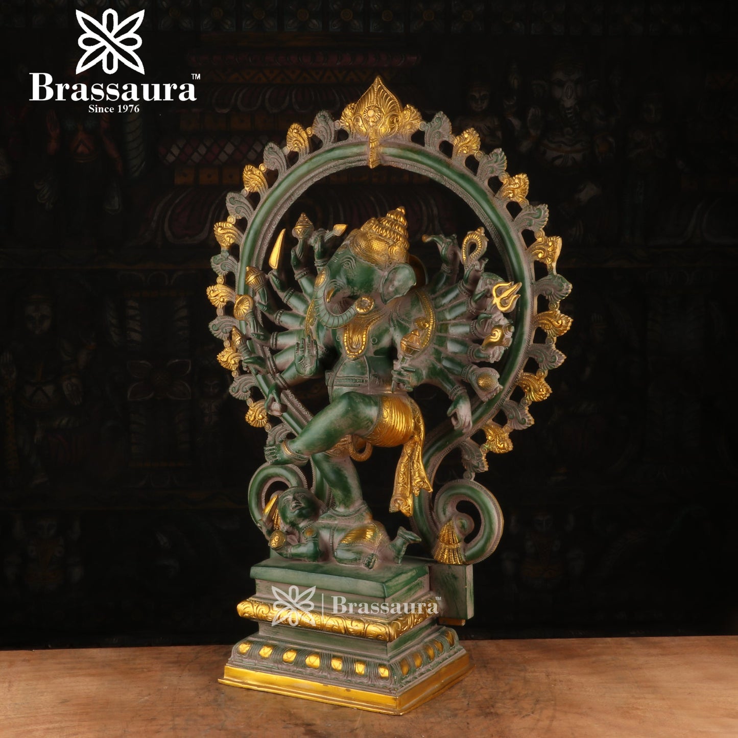 Brassaura™ Brass Dancing Ganesha Idol for Home and Decor | Weight 22 Kgs | Height 25.5 Inches