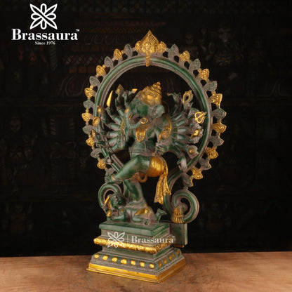 Brassaura™ Brass Dancing Ganesha Idol for Home and Decor | Weight 22 Kgs | Height 25.5 Inches
