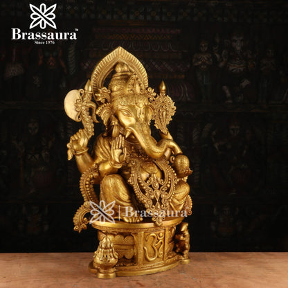 Brassaura™ Brass Jewellery Ganesha Idol for Home and Decor | Weight 29.5 Kgs | Height 23 Inches