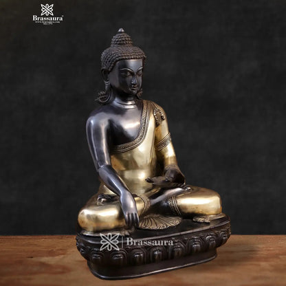 Brass Big Buddha statue for home and decor and gift Item weight 21.8 kg Height 22 inch