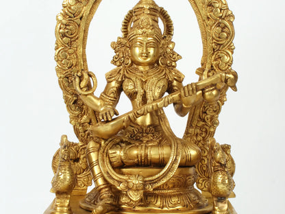 Brassaura® Brass Saraswati Statue | Height 20.47 Inches & Weight 13.53 kg