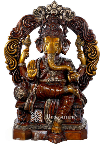 Brass Ganesha Statue For Home Decor And Gift Item Weight 44 Kg And Height 31 Inch