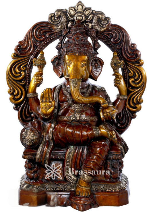 Brass Ganesha Statue For Home Decor And Gift Item Weight 44 Kg And Height 31 Inch