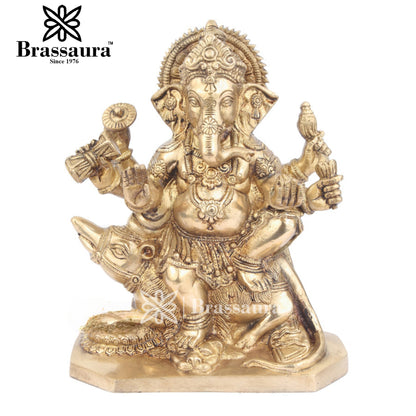 Brass Ganesha Statue For Home Decor And Gift Item Weight 2.9 Kg And Height 9 Inch