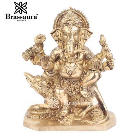 Brass Ganesha Statue For Home Decor And Gift Item Weight 2.9 Kg And Height 9 Inch