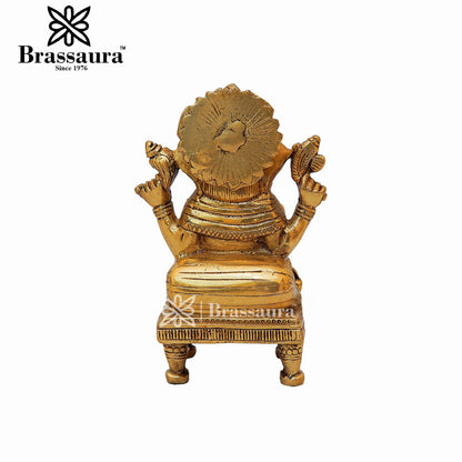 Brass Ganesha Statue For Home Decor And Gift Items Weight 1.3 Kg And Height 6.2 Inches