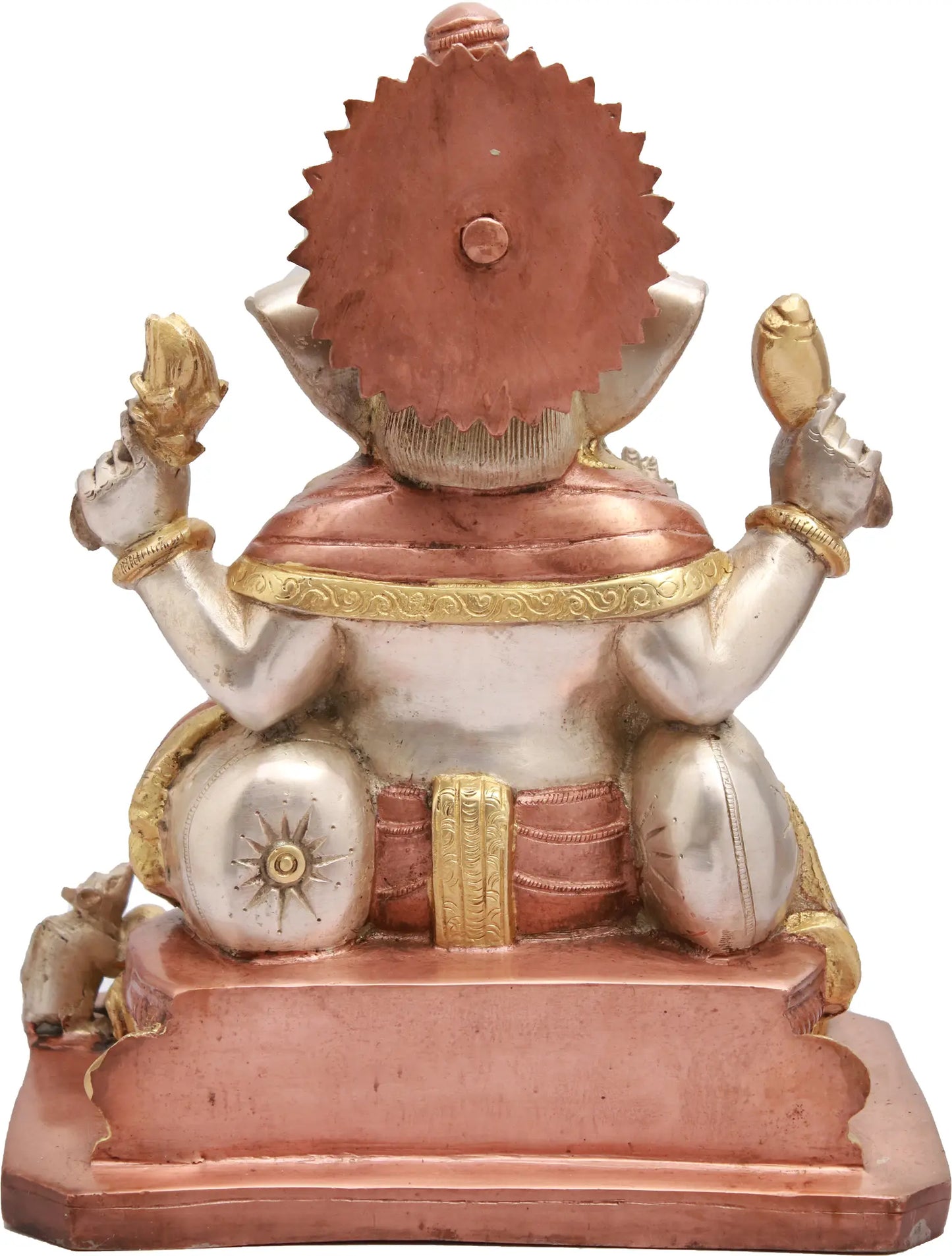 Brassaura™ Puja Ganesha with Offerings | Handcrafted Brass Idol with Dual Tone Finish | Height 12 Inches & Weight 8.60 kgs