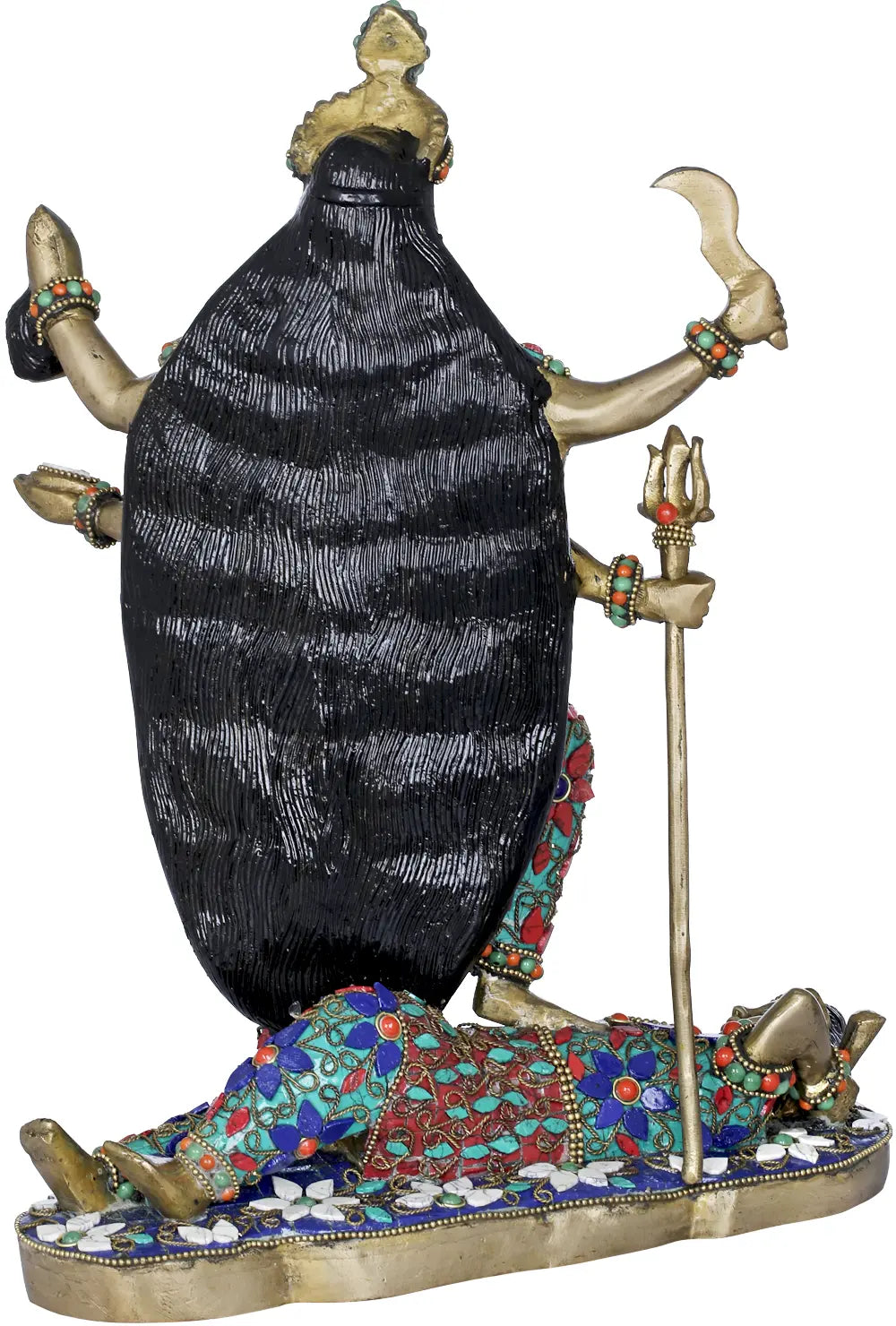 Brassaura® Goddess Kali with Stone Inlay | Brass Statue | Height 13 Inches & Weight 7.30 kgs