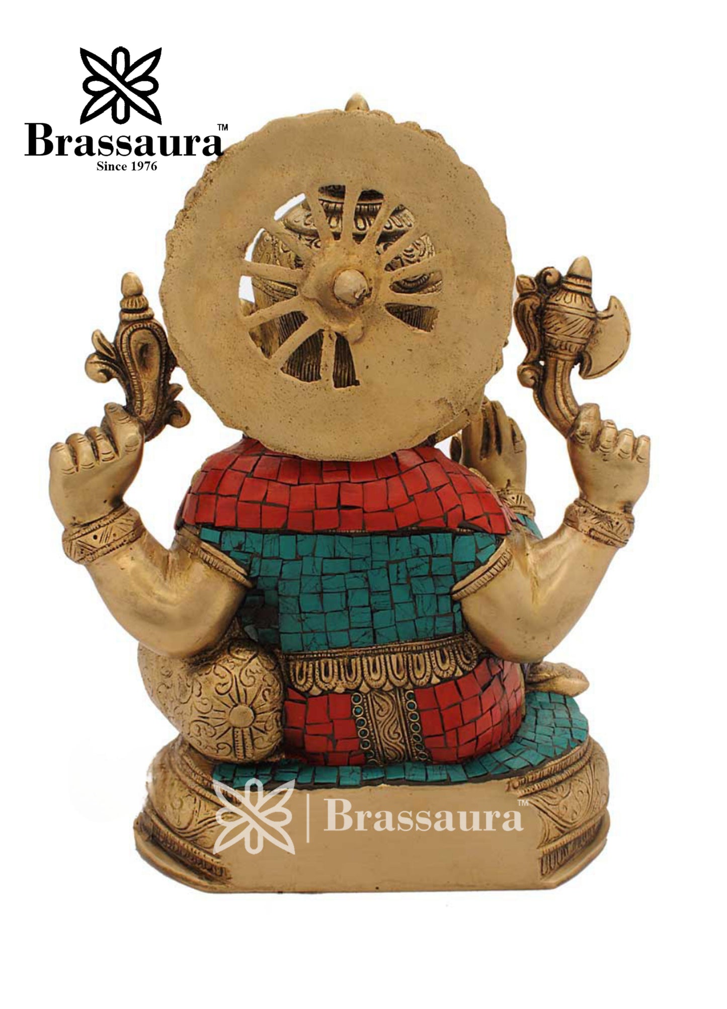 Brass Gem Stone Work Ganesha Statue For Home Decor Weight 10.7 Kg And Height 13 Inch