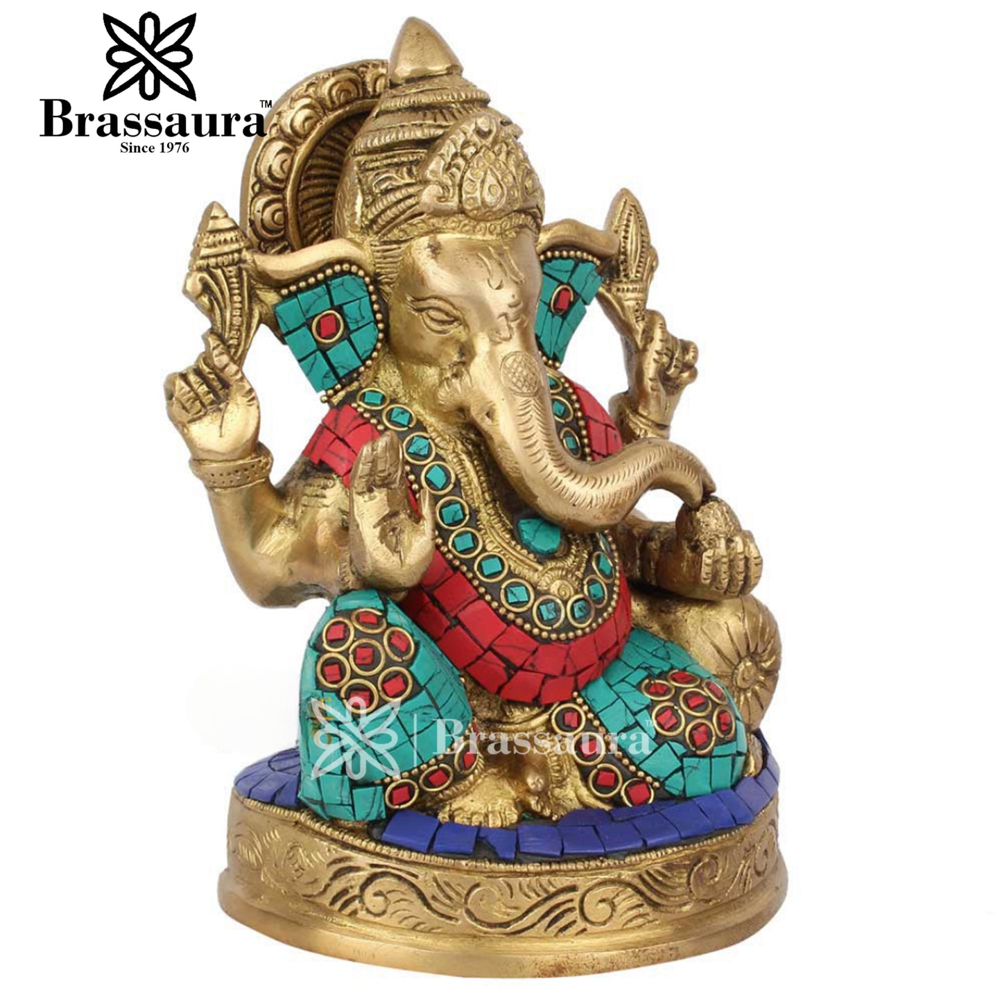 Brass Ganesha Statue For Home Decor And Gift Item Weight 2 Kg And Height 7 Inch