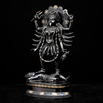 ब्रासोरा® वृंदावन वेणुगोपाल कृष्ण पीतल की प्रतिमा मोर के साथ | एंटीक नीला और सुनहरा रंग | ऊँचाई 20 इंच