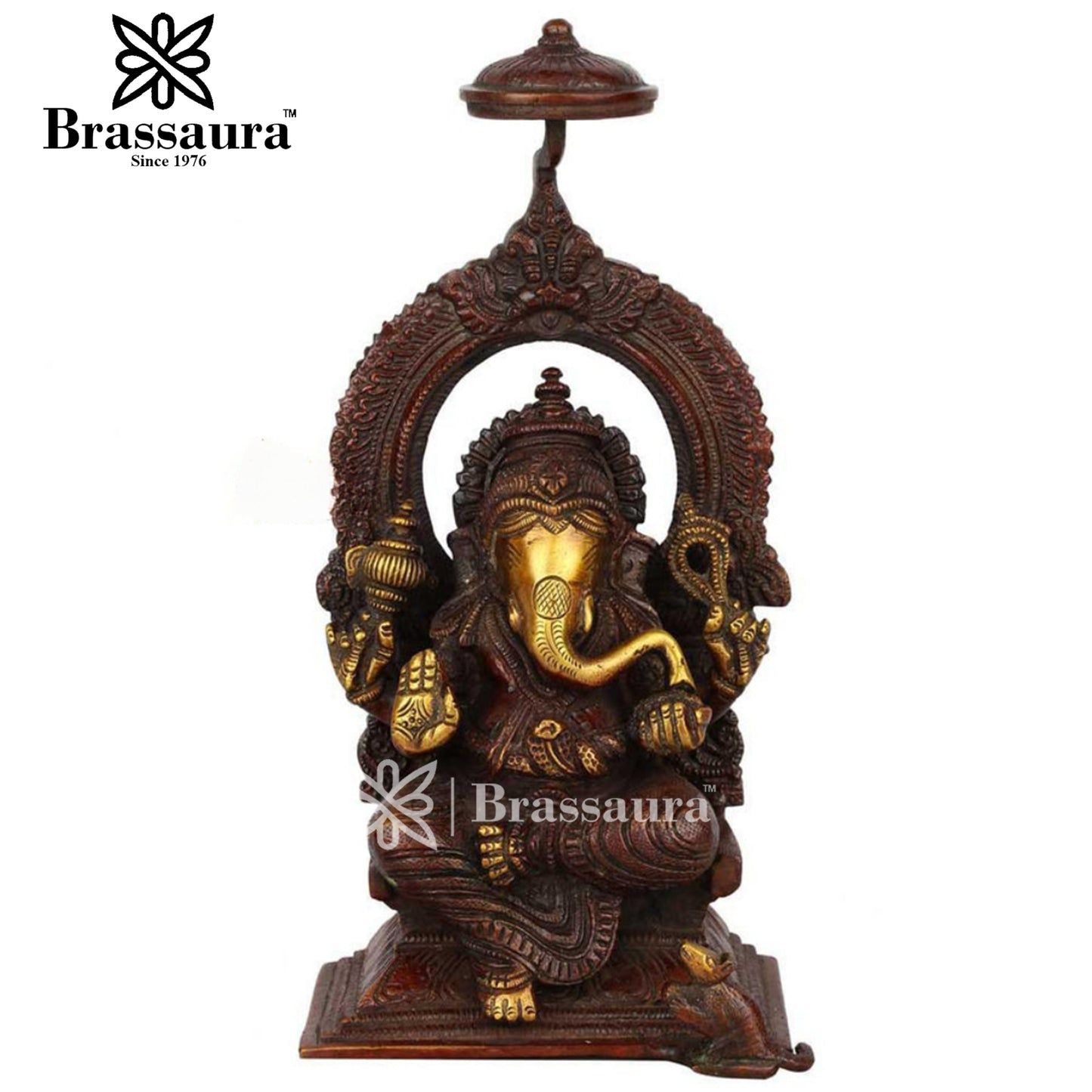 Brass Ganesha Statue For Home Decor And Gift Item Weight 2.3 Kg And Height 8 Inch