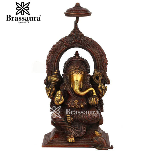 Brass Ganesha Statue For Home Decor And Gift Item Weight 2.3 Kg And Height 8 Inch