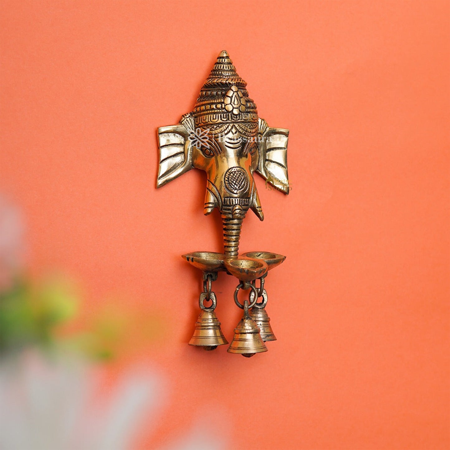 Brass Ganesha Statue For Home Decor And Gift Item Weight 0.62 Kg And Height 8.5 Inches