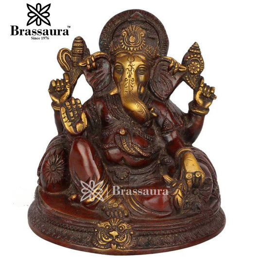 Brass Ganesha Statue For Home Decor And Gift Item Weight 2.5 Kg And Height 7 Inch
