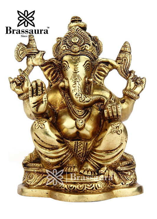 Brass Ganesha Statue For Home Decor Weight 1.5 Kg And Height 6 Inch