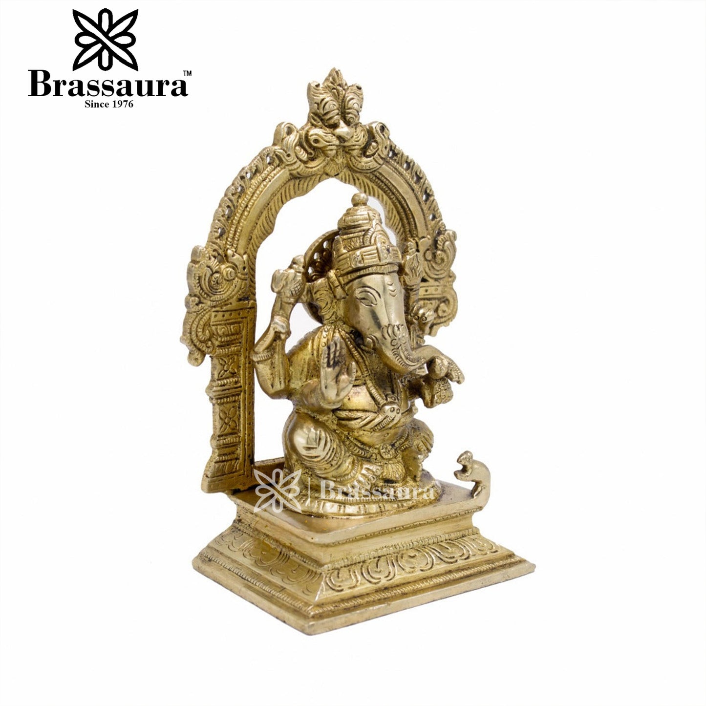 Brassaura™ Brass Ganesha Idol for Home and Decor | Weight 1.5 Kgs | Height 7 Inches