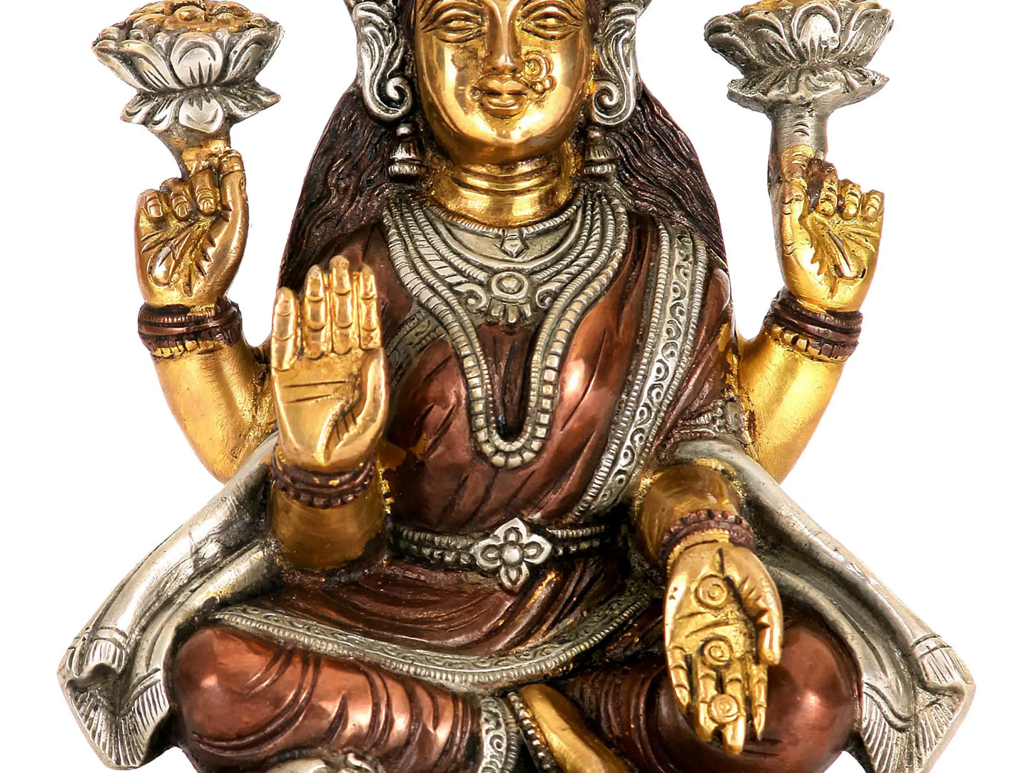Brassaura® Brass Lakshmi Maa Statue | Height 8.07 Inches & Weight 2.90 kg