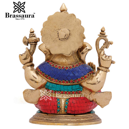 Brass Ganesha Statue For Home Decor And Gift Item Weight 6.8 Kg And Height 10 Inch