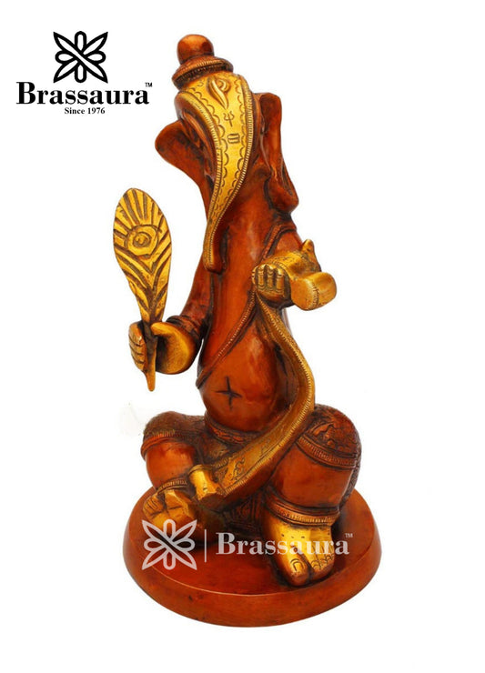 Brassaura™ Brass Ganesha Idol for Home Temple & Pooja Décor | Height 11 Inches & Weight 3.9 Kgs