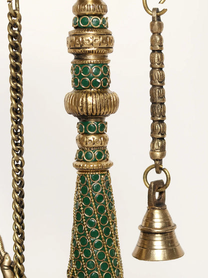 Brassaura® Jhula Ganesha with Ornate Pillars | Pure Brass with Meenakari Inlay Work | Height 16 Inches & Weight 6.94 kgs
