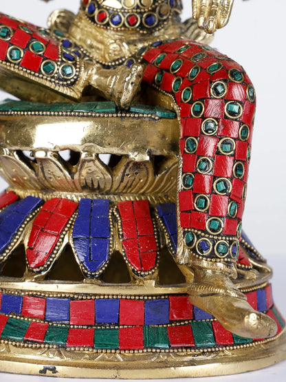 Brassaura® Stonework Goddess Lakshmi Statue | 12.01 Inches | 4.30 kg