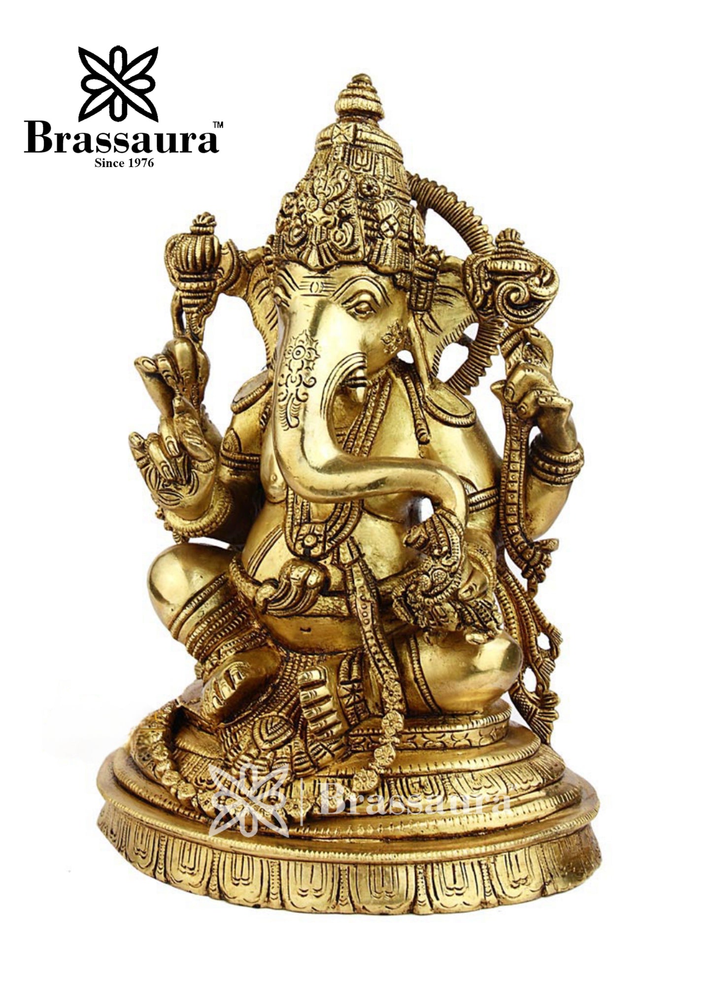 Brass Ganesha Statue For Home Decor Weight 4.5 Kg And Height 10 Inch