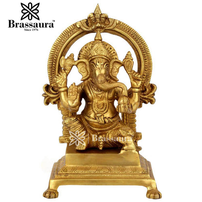 Brass Ganesha Statue For Home Decor And Gift Item Weight 2.5 Kg And Height 9 Inch