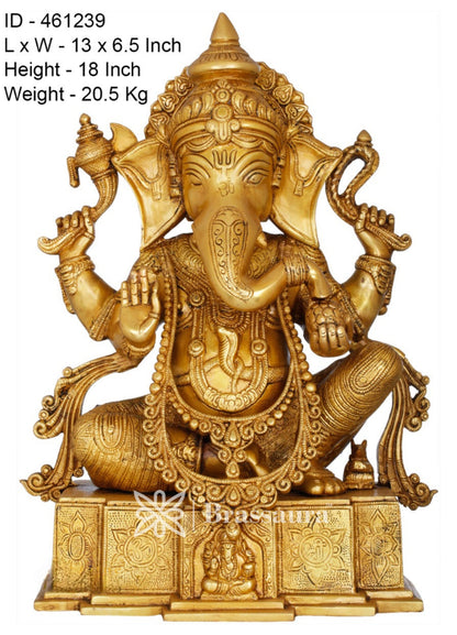 Brass Ganesha Statue For Home Decor And Gift Item Weight 21 Kg And Height 18 Inch