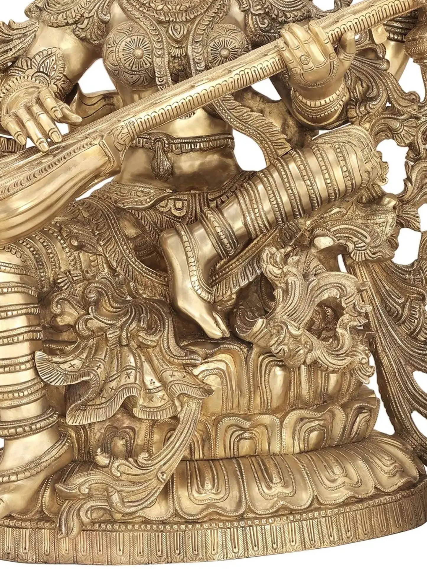 Brassaura® Brass Saraswati Statue | Height 33.07 Inches & Weight 85 kg