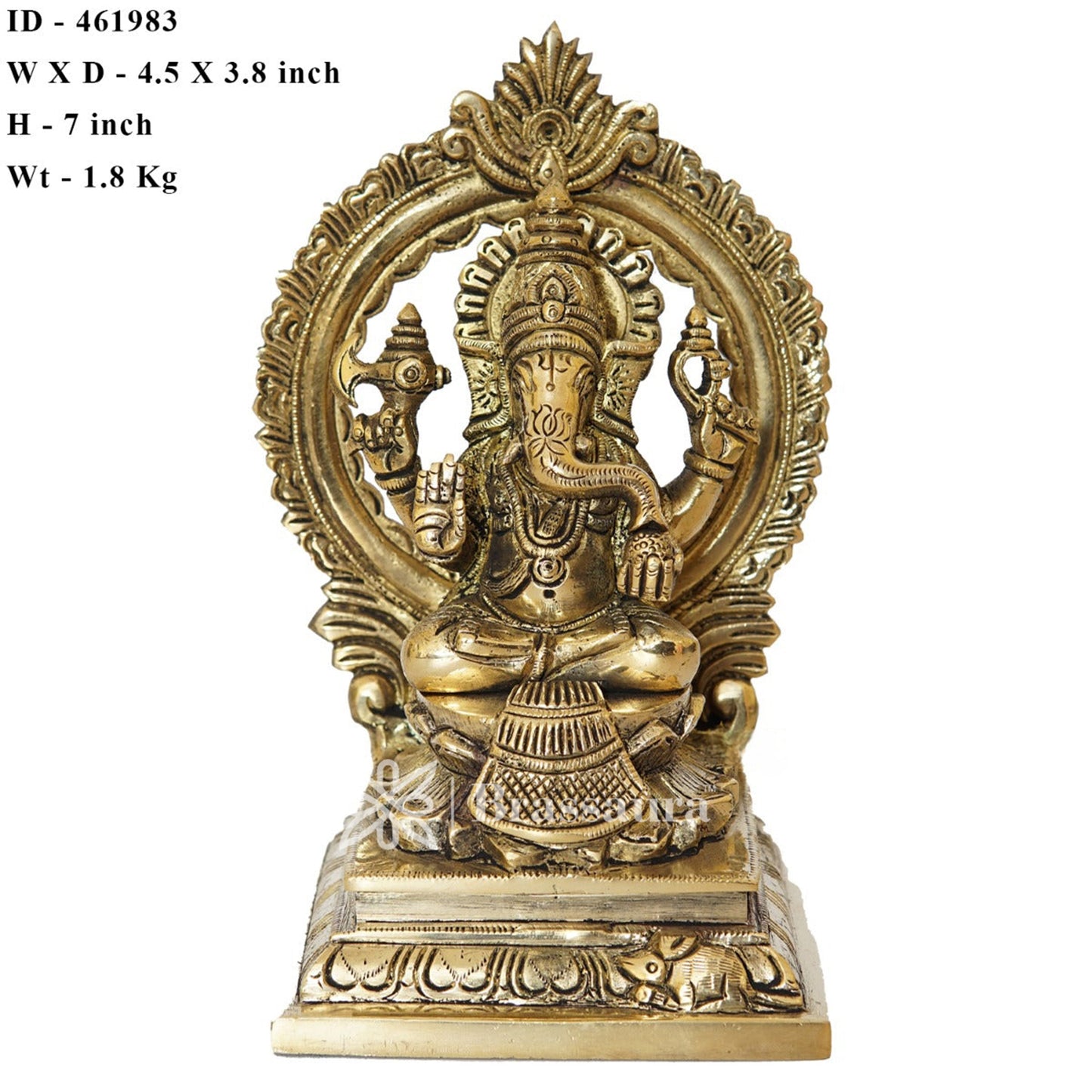 Brassaura™ Brass Ganesha Idol for Home and Decor | Weight 1.8 Kgs | Height 7 Inches