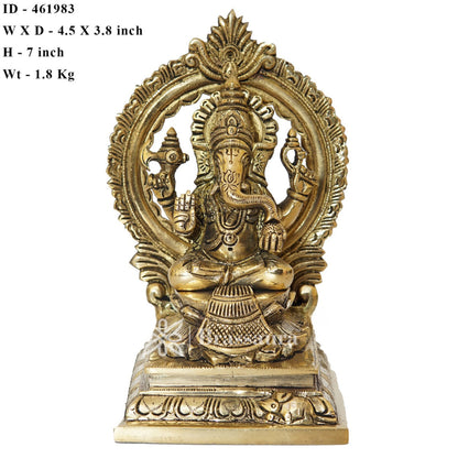 Brassaura™ Brass Ganesha Idol for Home and Decor | Weight 1.8 Kgs | Height 7 Inches