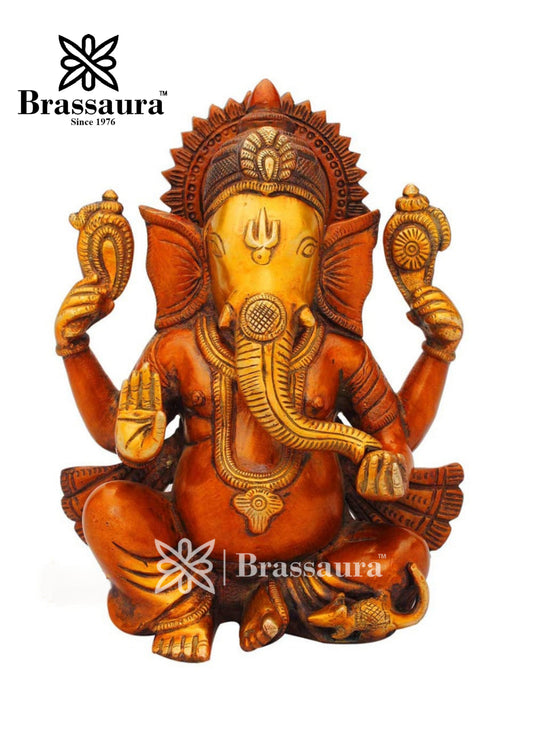 Brass Ganesha Statue For Home Decor Weight 4.3 Kg And Height 9 Inch