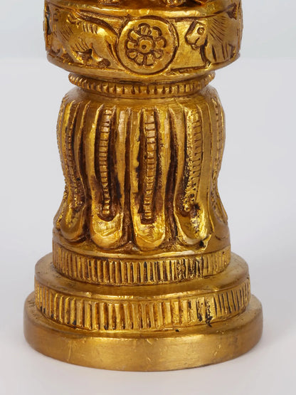 ब्रसौरा® ब्रास अशोक सिंह स्तंभ राजधानी मूर्तिकला | शुद्ध पीतल | ऊंचाई 6 इंच और वजन 0.98 किलोग्राम