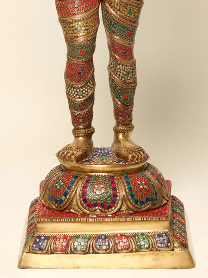 Brassaura® Brass Deep Lakshmi Statue | Height 50.98 Inches & Weight 50.28 kg