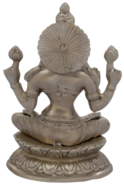 ब्रैसौरा® अभय मुद्रा में चार-भुजाओं वाली देवी लक्ष्मी | पीतल की मूर्ति | ऊँचाई 9.6 इंच और वज़न 3.10 किलोग्राम