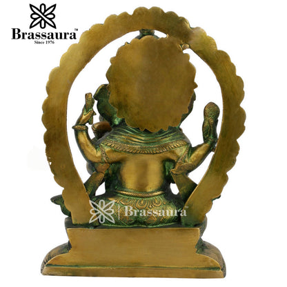 Brass Ganesha Statue For Home Decor And Gift Item Weight 3.3 Kg And Height 10 Inch