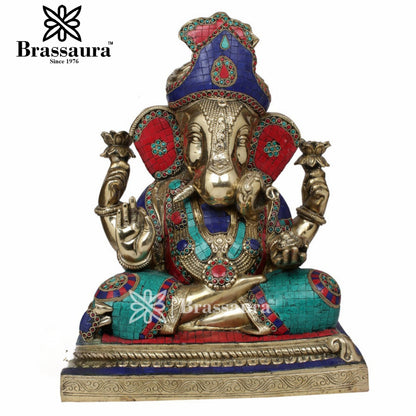 Brass Ganesha Statue For Home Decor And Gift Item Weight 25.5 Kg And Height 20 Inch