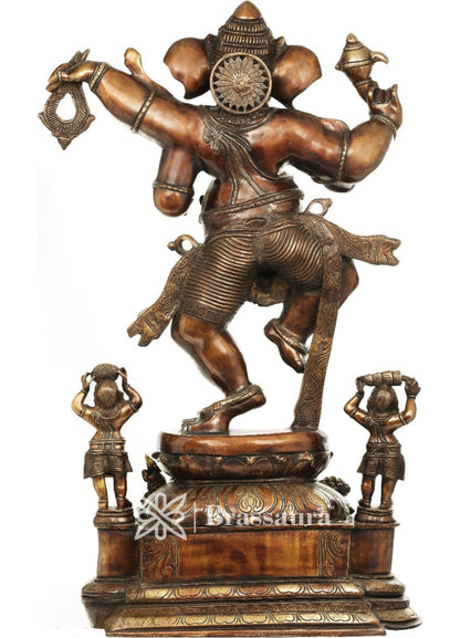 Brass Dancing Ganesha Statue For Home Decor And Gift Item Weight 64 Kg And Height 40 Inch