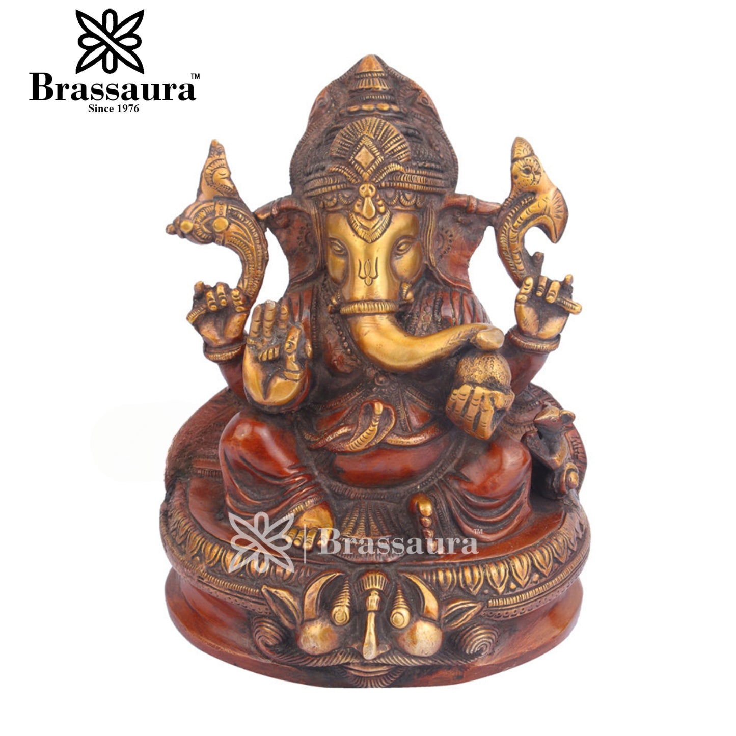 Brass Ganesha Statue For Home Decor And Gift Item Weight 3.8 Kg And Height 8 Inch