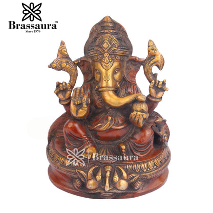Brass Ganesha Statue For Home Decor And Gift Item Weight 3.8 Kg And Height 8 Inch